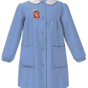 Grembiule scuola elementare celeste bambina Siggi Made in Italy ricamo Cuoricini 4211