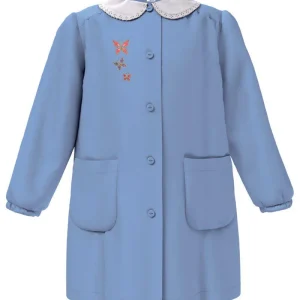 Grembiule scuola elementare celeste bambina Siggi Made in Italy ricamo Farfalle 4068
