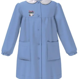 Grembiule scuola elementare celeste bambina Siggi Made in Italy ricamo Fiori 4217