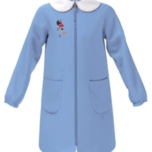 Grembiule scuola elementare celeste bambina Siggi Made in Italy ricamo Follow con zip 4075