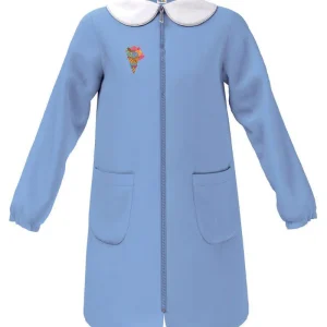 Grembiule scuola elementare celeste bambina Siggi Made in Italy ricamo Gelato con zip 4073