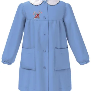 Grembiule scuola elementare celeste bambina Siggi Made in Italy ricamo Scarpette 4064
