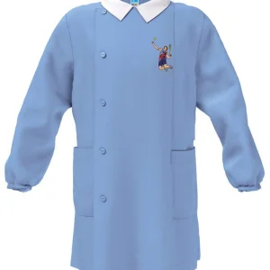 Grembiule scuola elementare celeste bambino Siggi Made in Italy ricamo Tennis 4085