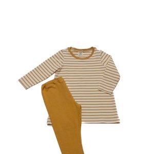 Completo maxi t-shirt e leggings righe caramel