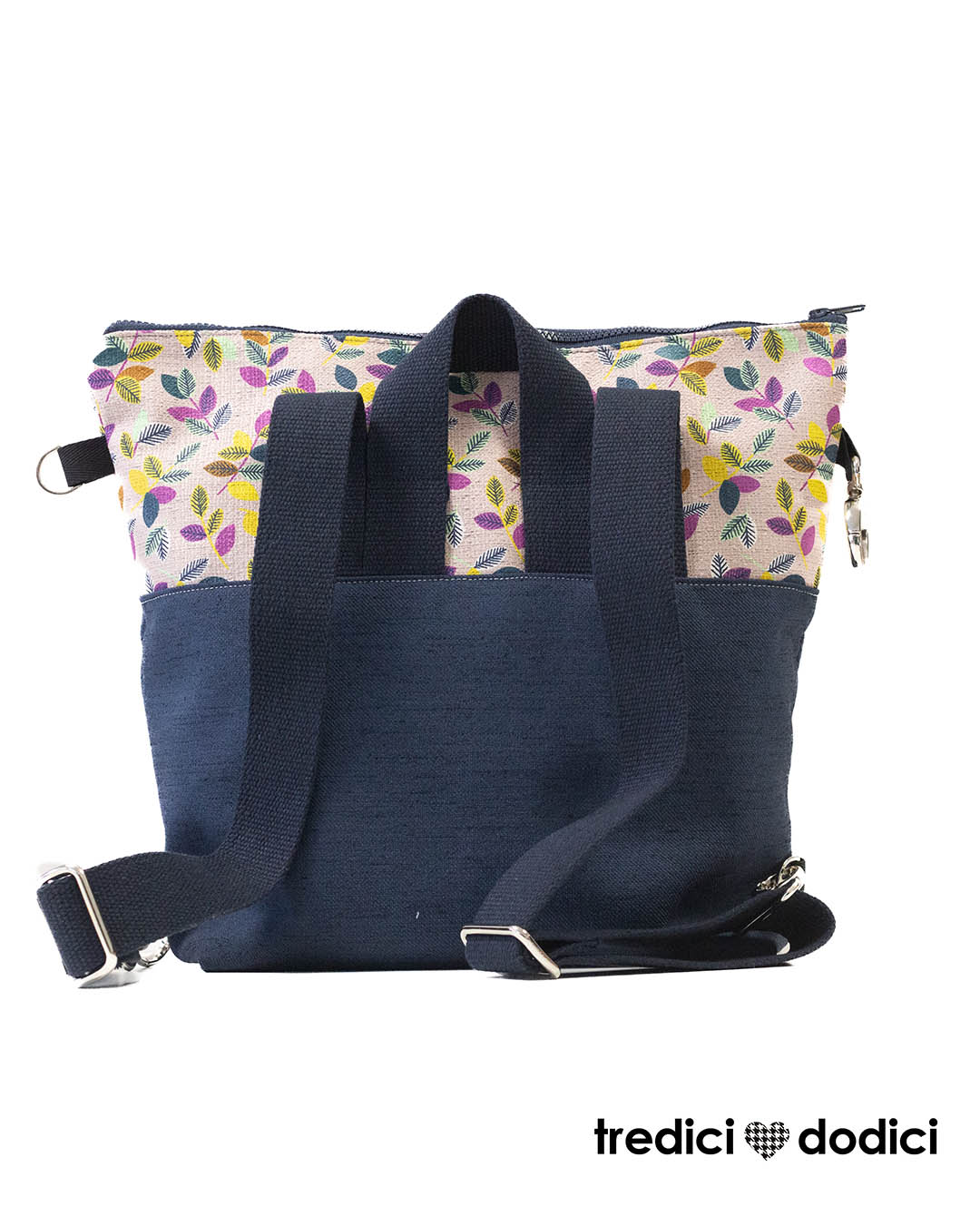 Zaino blu e foglioline giallo lilla - immagine 5