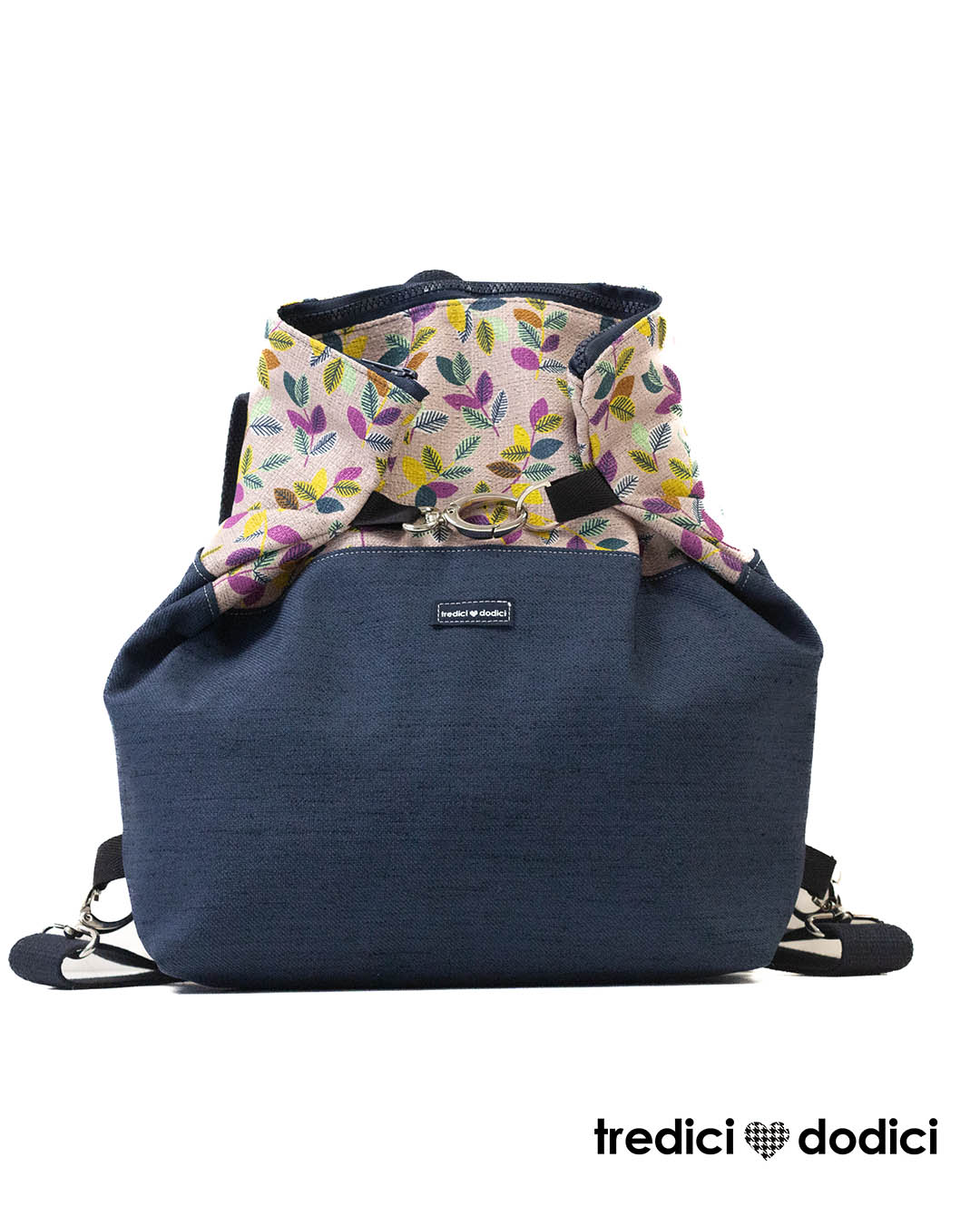 Zaino blu e foglioline giallo lilla - immagine 2