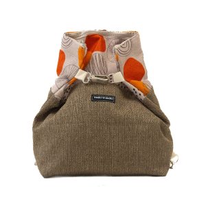 Zaino marrone con tondi arancioni