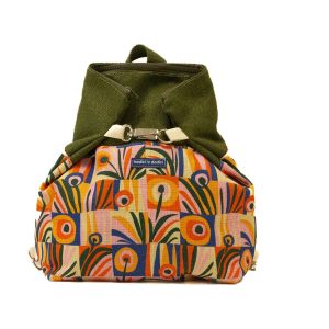 Zaino fiori stilizzati arancio rosa e verdone