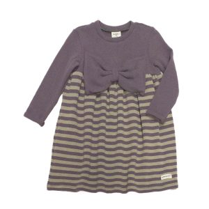 Abito in caldo cotone riga viola verde oliva