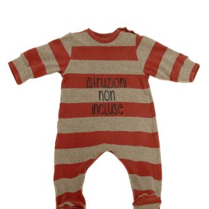 Tutina con piedini in caldo cotone riga porpora