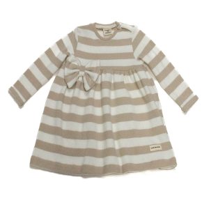 Abito in caldo cotone righe panna beige