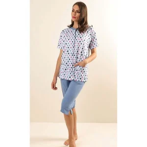 Pigiama aperto mezza manica pinocchietto donna Jersey Gary Z55046