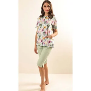 Pigiama aperto mezza manica pinocchietto donna Jersey Gary Z55075