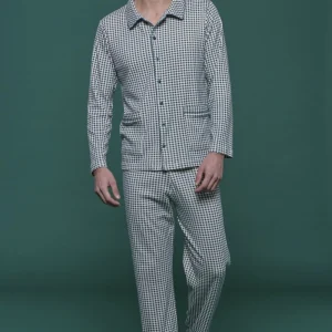 Pigiama aperto uomo in caldo cotone vichy Noidinotte Family Match FC2580