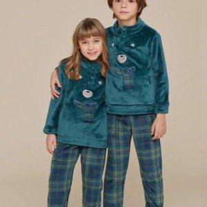Pigiama bambina/o collo alto coral Family Match Noidinotte Bear Xmas FE2311