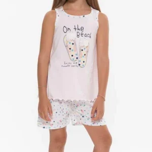 Pigiama canotta pantaloncino bambina jersey puro cotone Gary R25069