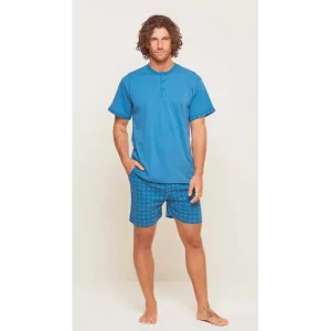 Pigiama uomo serafino mezza manica pantalone corto Gary 100% Cotone U65007