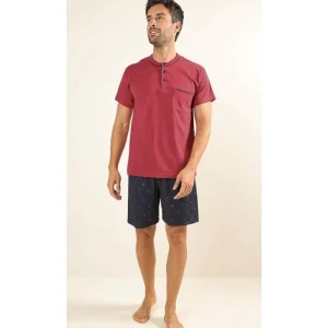 Pigiama uomo serafino mezza manica pantalone corto Gary 100% Cotone Z65075
