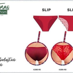 Slip rosso donna Nottingham cotone pizzo 41094