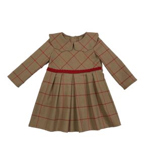 Abito bimba in tartan cammello