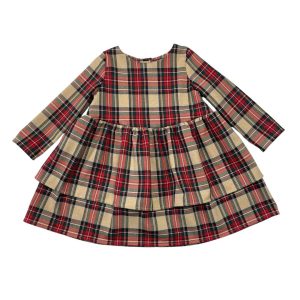 Abito in tartan con doppia balza