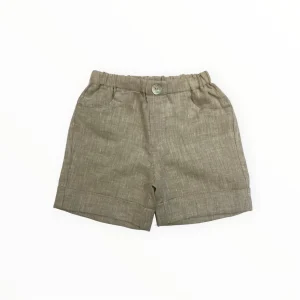 Bermuda elegante baby in lino tortora