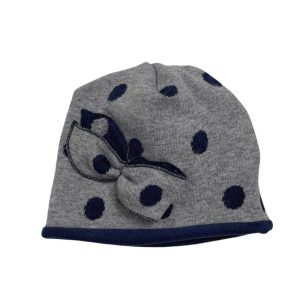 Berretta grigia pois blu