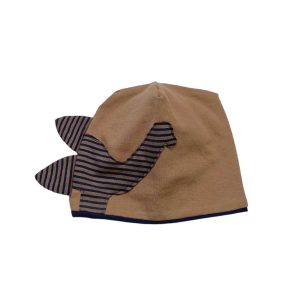 Berretta invernale dino con punte righe blu fango