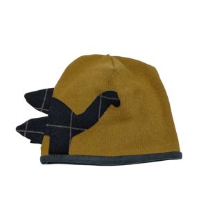 Berretta ocra invernale con dinosauro e punte