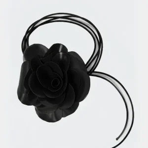 Choker con Rosa - Nero