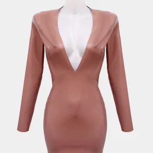 Abito scollo a V - Nude