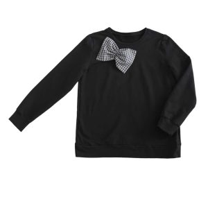 Felpa invernale nera con fiocco a quadretti