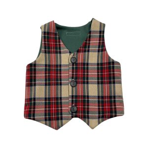 Gilet in tartan con bottoni