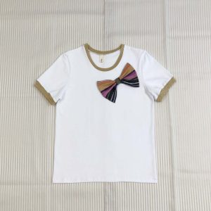 T-shirt bianca bordi oro